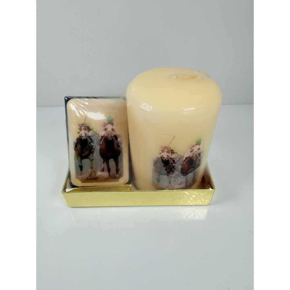 Vtg Jockey/Horse Gift Set - Candle And Soap New Sealed ALDA'S Forever Soap